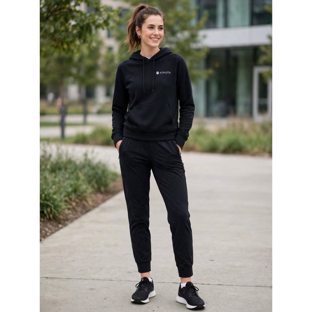 Athleta Jogger Pants Women's Black Zip Pocket Stretch High Waist 2023 Size 12T